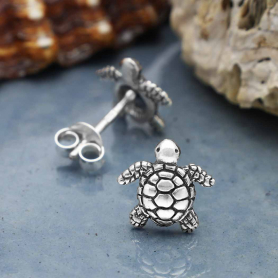 Sterling Silver Baby Sea Turtle Post Earrings 10x10mm