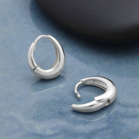 Sterling Silver Teardrop Huggie Hoops 13x4mm