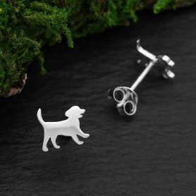 Sterling Silver Puppy Post Earrings 7x8mm