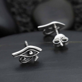 Sterling Silver Eye of Horus Post Earrings 6x11mm