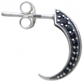 Sterling Silver Claw Post Earrings w Black Crystals Side View