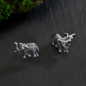 Sterling Silver Elephant Post Earrings 9x12mm