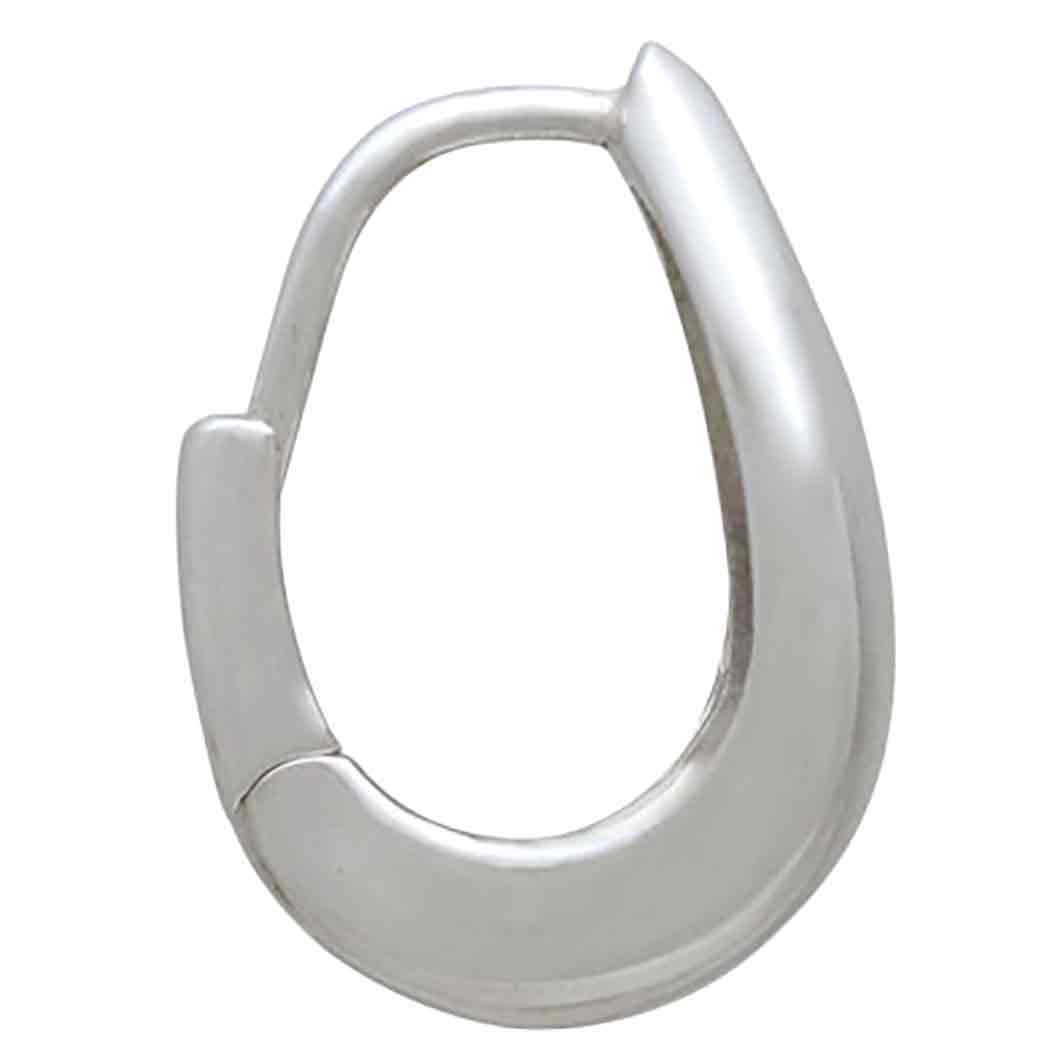 Sterling Silver Large Teardrop Huggie Hoop Earrings Side View