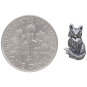 Sterling Silver Dimensional Sitting Fox Post Earrings 11x7mm next to dime