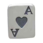 Silver Ace of Hearts Playing Card Post Earrings 8x6mm front view 