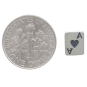 Silver Ace of Hearts Playing Card Post Earrings 8x6mm next to dime