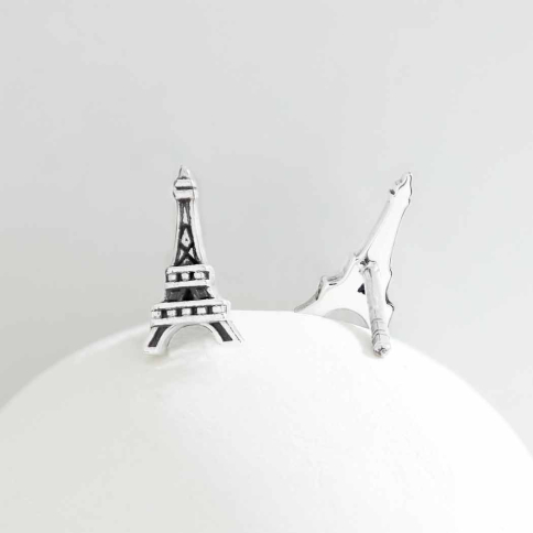 Sterling Silver Eiffel Tower Post Earrings 10x6mm