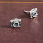 Sterling Silver Camera Post Earrings 7x8mm