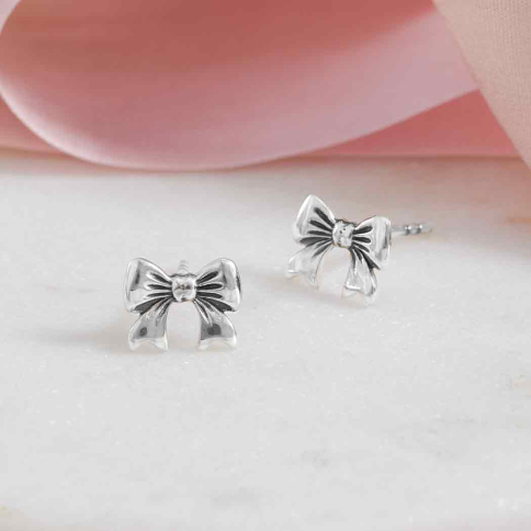 Sterling Silver Bow Post Earrings 7x9mm