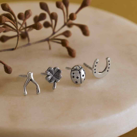  Sterling Silver Good Luck Post Earring Set