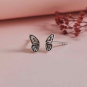 Sterling Silver Tiny Butterfly Wing Post Earrings 8x4mm