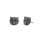 Sterling Silver Owl Face Post Earrings 8x8mm