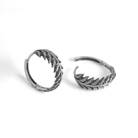 Sterling Silver Fern Huggie Hoops 19x7mm