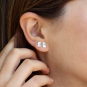 Sterling Silver Domino Post Earrings 8x4mm on model
