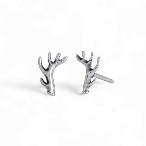 Nina Designs Sterling Silver Tiny Antler Post Earrings 5x9mm