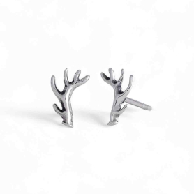 Sterling Silver Tiny Antler Post Earrings 5x9mm