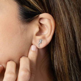 Nina Designs Sterling Silver Tiny Hammerhead Shark Post Earrings 13x5mm on model
