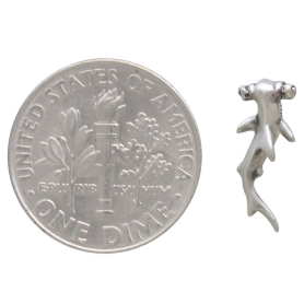 Sterling Silver Tiny Hammerhead Shark Post Earrings with Dime