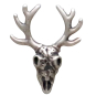 Sterling Silver Deer Skull with Antlers Post Earrings Front View