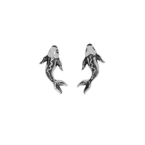 Nina Designs Sterling Silver Tiny Koi Post Earrings 12x6mm