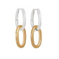 Nina Designs Sterling Silver Oval Huggie Hoop with Bronze Link 34x12mm
