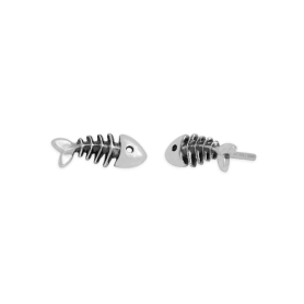 Sterling Silver Fishbone Post Earrings 4x11mm