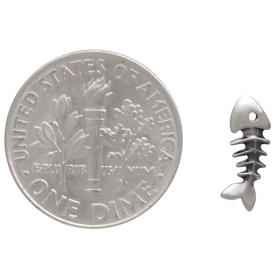 Sterling Silver Fishbone Post Earrings with Dime