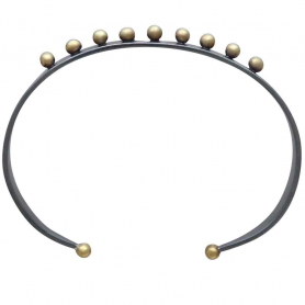 Mixed Metal Black Cuff Bracelet with Bronze Granulation