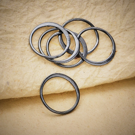 Black Sterling Silver Half Hammered Circle Jewelry Link 12mm