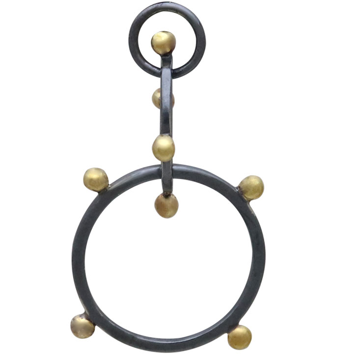 Black Finish Circles Link with Bronze Granulation 30x19mm