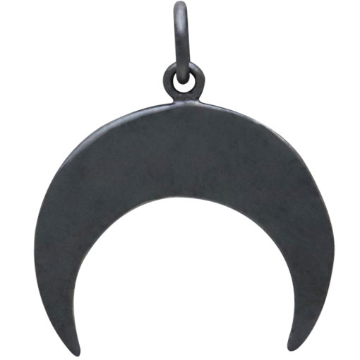 Black Finish Moon Charm with Bronze Granulation 22x18mm