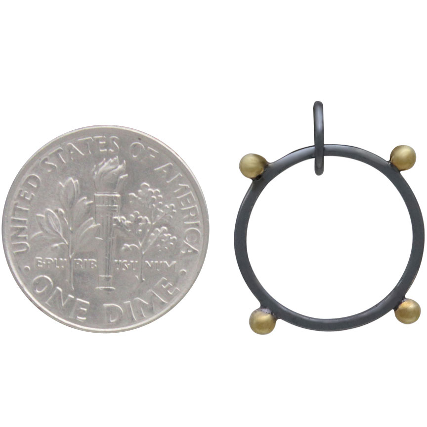 Black Finish Circle Pendant with Bronze Granulation 22x21mm
