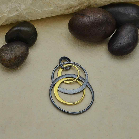 Mixed Metal Double Circles of Life Link 28x18mm