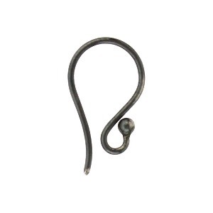 Sterling Silver Black Finish Simple Ear Hook w Ball 16x9mm