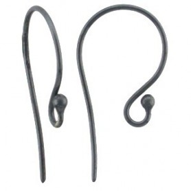 Black Sterling Silver Large Simple Ear Hook w Ball