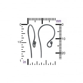 Black Sterling Silver Large Simple Ear Hook w Ball