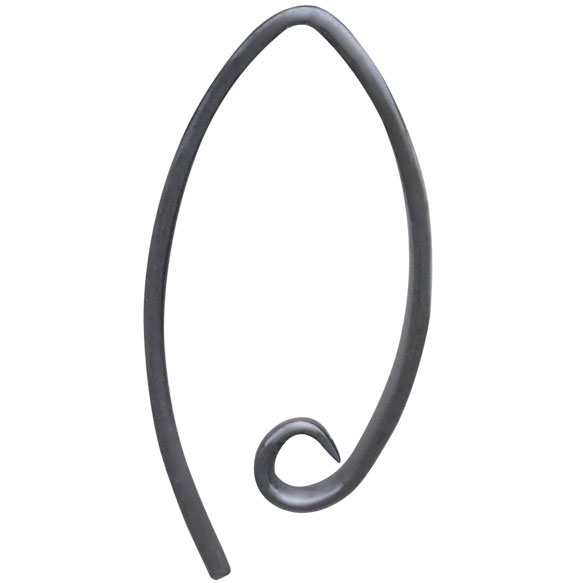 Black Finish Long Hammered Ear Wire with Hidden Hoop