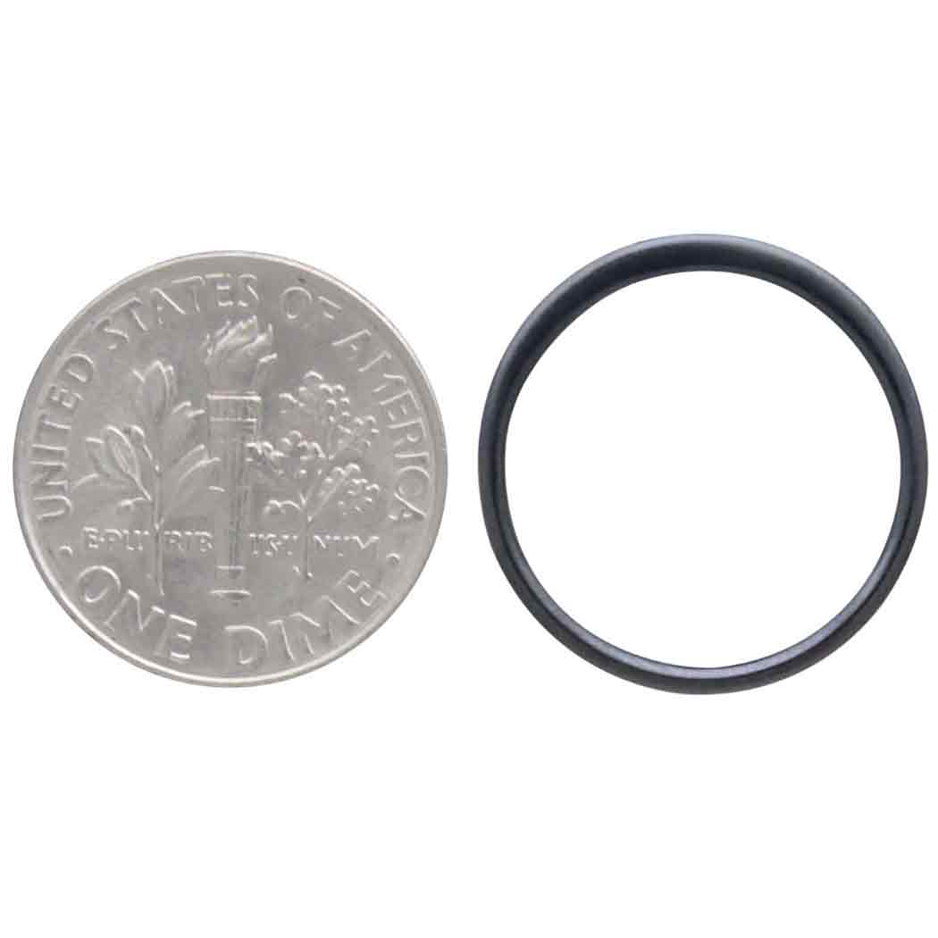 Silver Black Finish Open Circle Post Earring 18x18mm