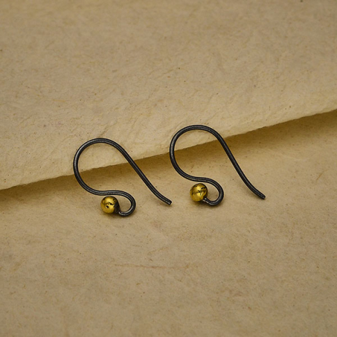 Black Finish Simple Ear Wire with Bronze Ball 