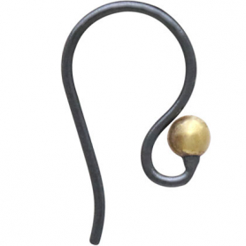 Black Finish Simple Ear Wire with Bronze Ball 