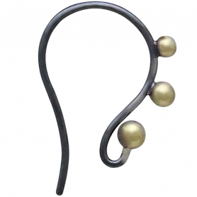 Mixed Metal Black Ear Wire with Bronze Granulation