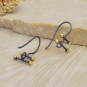 Black Finish Parallel Bar Hook Earrings with Bronze