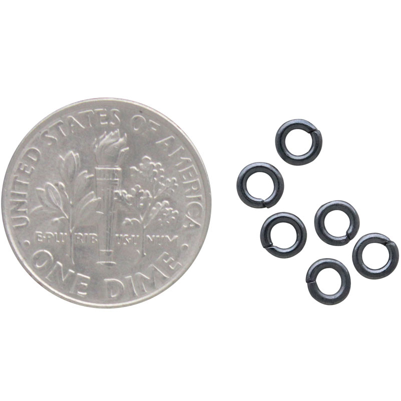 Black Oxidized Sterling Silver 4mm Open Jump Rings