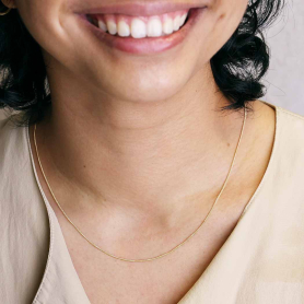 14K Gold Filled Delicate Curb Chain on model