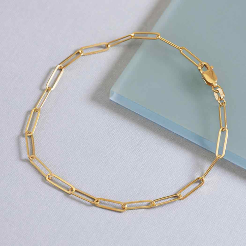 14K Gold Filled Paperclip Chain Bracelet 7.5 Inch