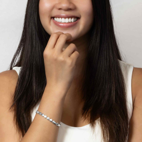 Sterling Silver Round Discs Bracelet 7.5 Inches on model