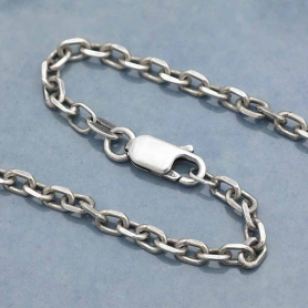 Sterling Silver Heavy Faceted Oval Chain