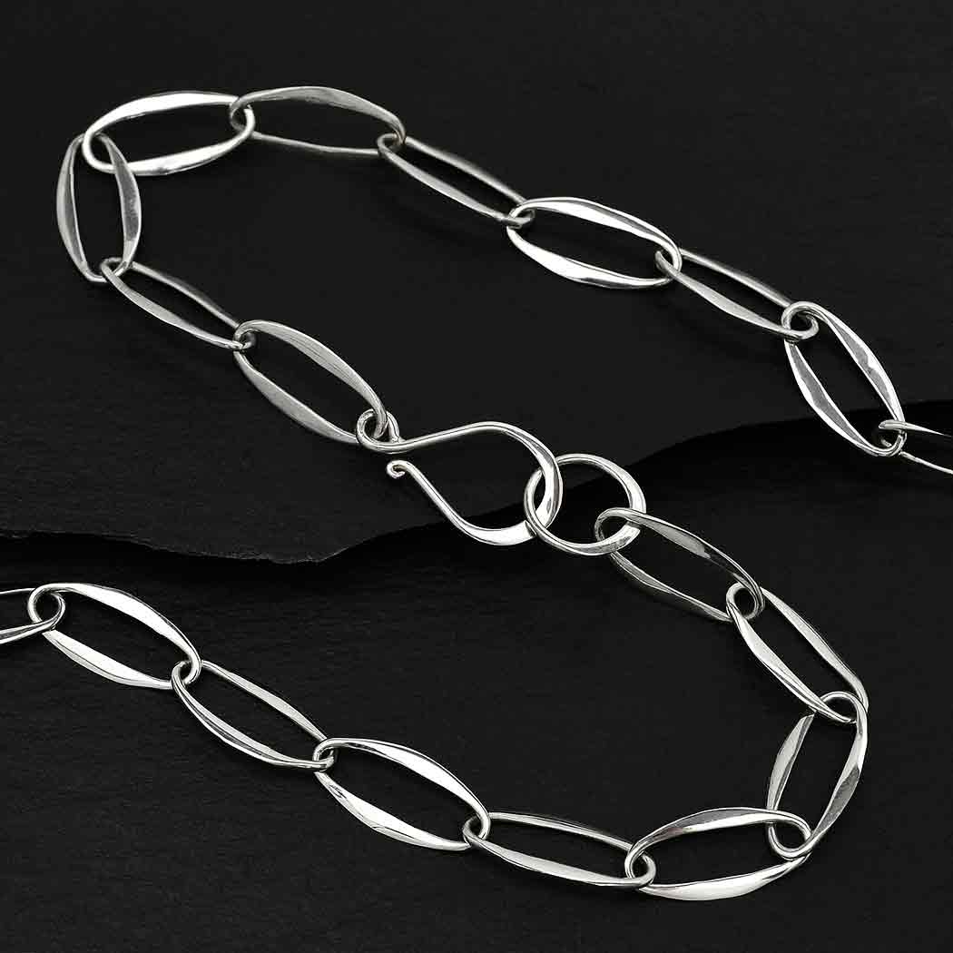Double Interlocking Paper Clip Link Necklace in Sterling Silver - 19