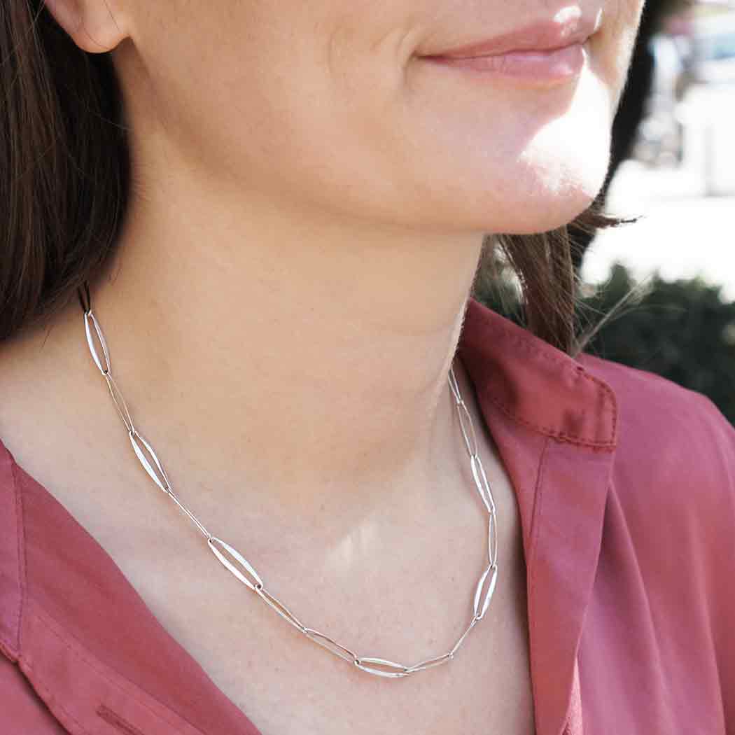 Sterling Silver Long Paperclip Chain Necklace 18 Inch