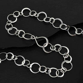 Sterling Silver Handmade Circle Chain Necklace 18 Inch